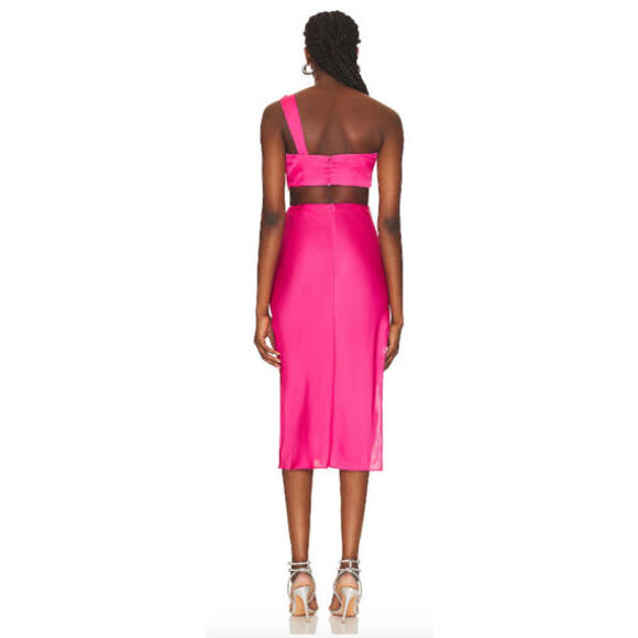 NBD Misha One Shoulder Cutout Midi Dress pink SIZE M NWT $238msrp - Picture 4 of 8